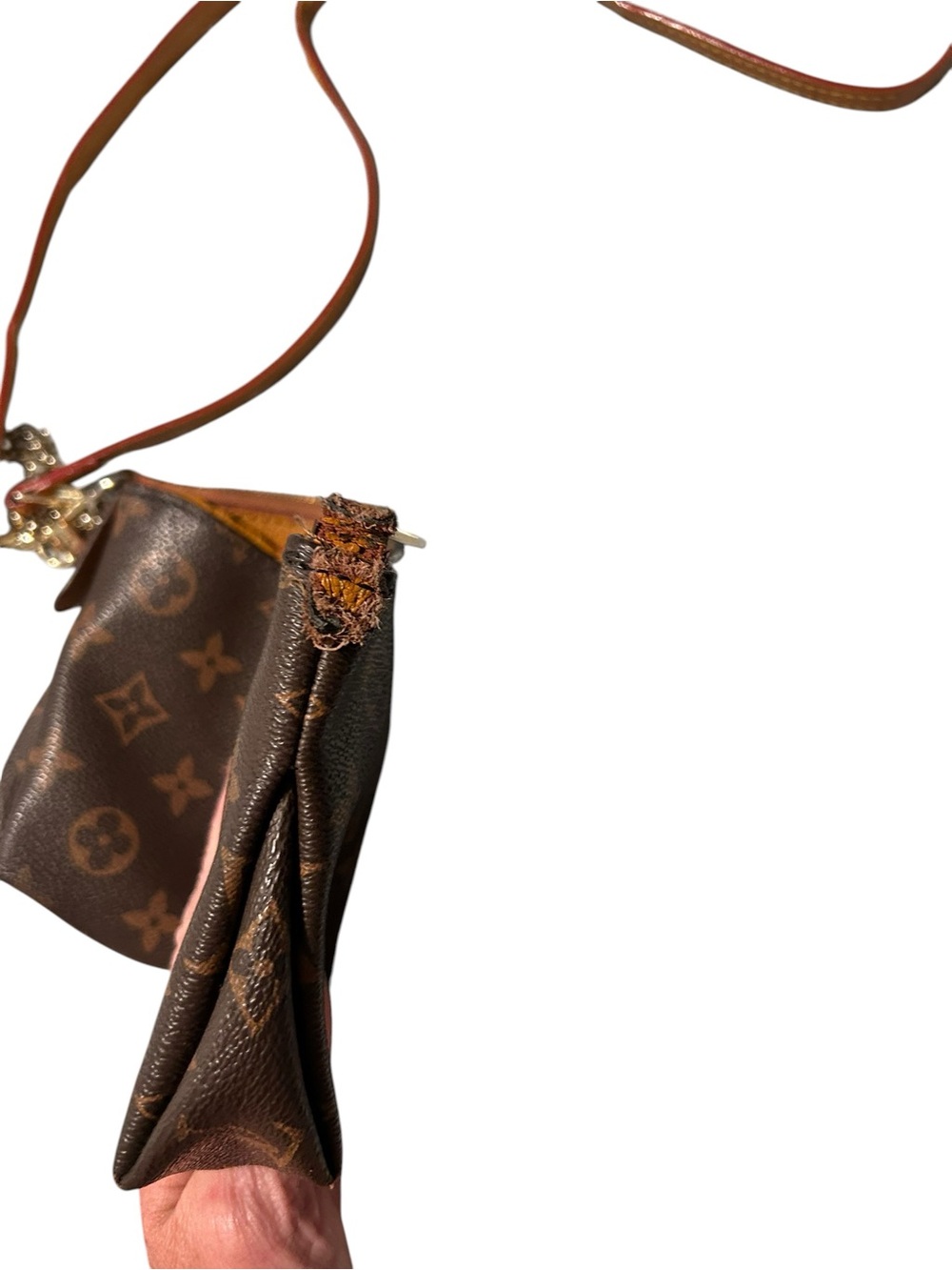Louis Vuitton Monogram Crossbody Bag in Brown with Tan Strap - Picture 8 of 8